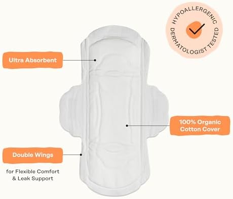 The Honey Pot Company - Sanitary Pads for Women - Non-Herbal Regular Flow w/Wings - Organic Cotton Cover & Ultra-Absorbent Pulp Core - Feminine Care - 20 ct
