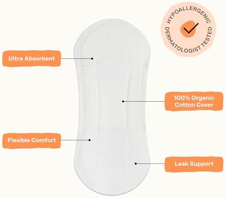 The Honey Pot Company - Sanitary Pads for Women - Non-Herbal Regular Flow w/Wings - Organic Cotton Cover & Ultra-Absorbent Pulp Core - Feminine Care - 20 ct