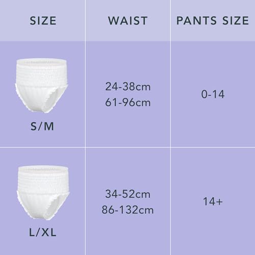 Rael Disposable Underwear for Women, Organic Cotton Cover - Incontinence Pads, Postpartum Essentials, Disposable Underwear, Unscented, Maximum Coverage (Size S-M, 12 Count)