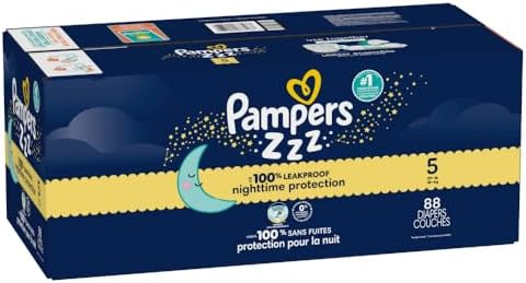 Pampers ZZZ Overnight Diapers, Size 4 (22-37 lbs), 58 Count, Nighttime Protection Disposable Baby Diaper, Night Time Leak and Skin Protection
