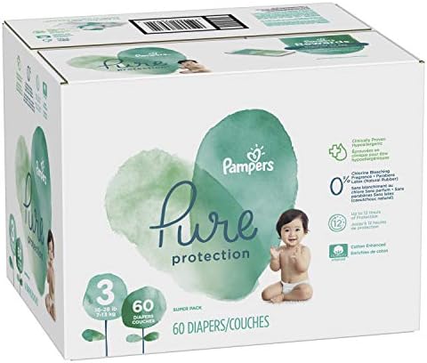 Pampers Pure Protection Baby Diapers, Size 2 (12-18 lbs), 120 Count, Up to 100% Leakproof, Premium Plant-Based Skin Protection, Hypoallergenic Soft Diapers