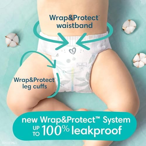 Pampers Pure Protection Baby Diapers, Size 1 (8-14 lbs), 82 Count, Up to 100% Leakproof, Premium Plant-based Skin Protection, Hypoallergenic Soft Diapers