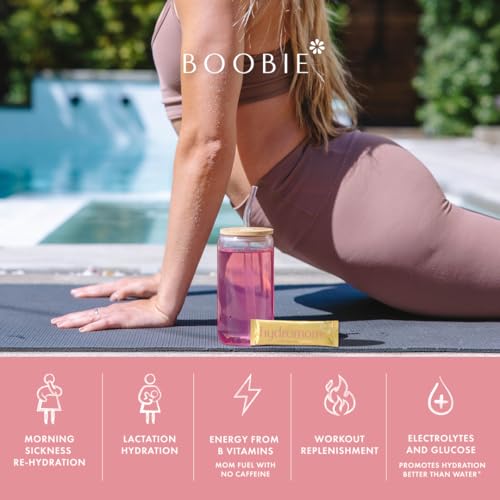 Boobie Hydromom Superfood Electrolyte Drink Mix, Blue Raspberry Lemonade | Refreshing Energy & Hydration Boost for Mamas | On-The-Go & Travel Essentials for Pregnancy, Lactation, & Beyond, 15 Packets