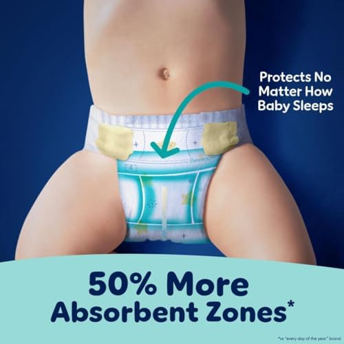 Pampers ZZZ Overnight Diapers, Size 4 (22-37 lbs), 58 Count, Nighttime Protection Disposable Baby Diaper, Night Time Leak and Skin Protection