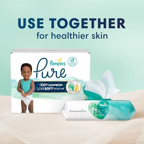 Pampers Pure Protection Baby Diapers, Size 1 (8-14 lbs), 82 Count, Up to 100% Leakproof, Premium Plant-based Skin Protection, Hypoallergenic Soft Diapers