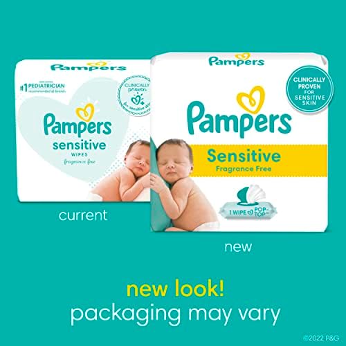 Pampers Baby Wipes, Sensitive, Water Based Wipe, Clinically Proven, Hypoallergenic, and Unscented for Babies, 336 Wipes Total (4 Flip-Top Packs)