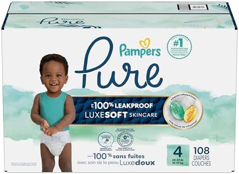 Pampers Pure Protection Baby Diapers, Size 1 (8-14 lbs), 82 Count, Up to 100% Leakproof, Premium Plant-based Skin Protection, Hypoallergenic Soft Diapers