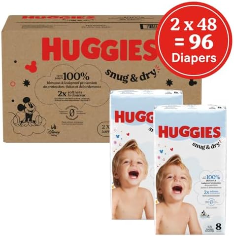 Huggies Size 1 Diapers, Snug & Dry Newborn Diapers, Size 1 (8-14 lbs), 128 Count, Packaging May Vary