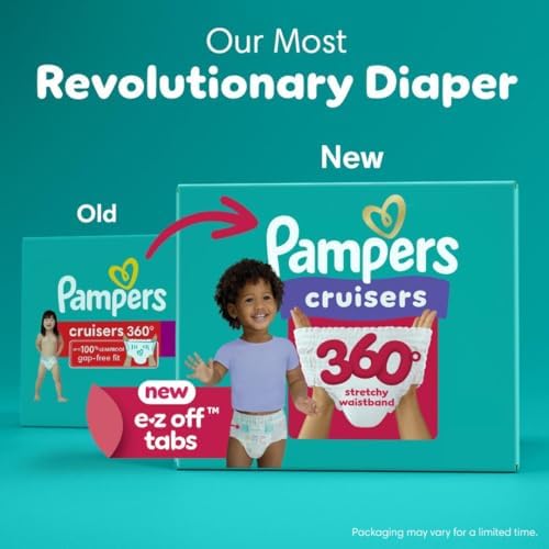 Pampers Diapers - Cruisers 360 - Size 4, 144 Count, Babyproof up to 100% Leakproof Pull-On Diaper