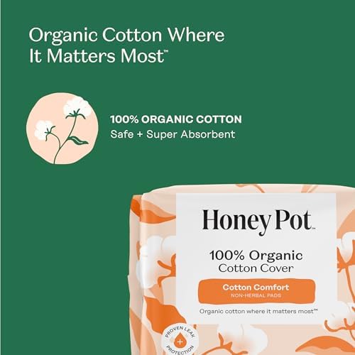 The Honey Pot Company - Sanitary Pads for Women - Non-Herbal Regular Flow w/Wings - Organic Cotton Cover & Ultra-Absorbent Pulp Core - Feminine Care - 20 ct