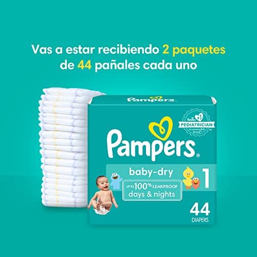 Pampers Diapers - Baby Dry - Size 1, 44 Count, Absorbent Disposable Infant Diaper (Packaging May Vary)