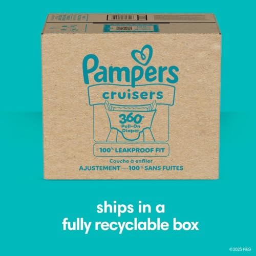 Pampers Diapers - Cruisers 360 - Size 4, 144 Count, Babyproof up to 100% Leakproof Pull-On Diaper