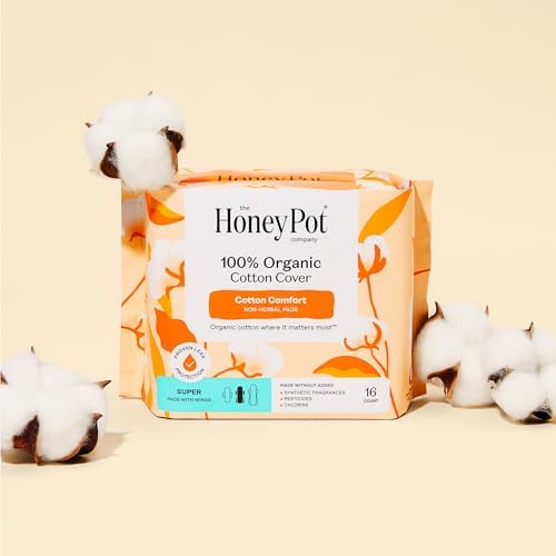 The Honey Pot Company - Sanitary Pads for Women - Non-Herbal Regular Flow w/Wings - Organic Cotton Cover & Ultra-Absorbent Pulp Core - Feminine Care - 20 ct