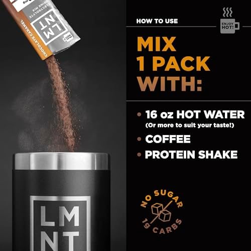 LMNT Zero Sugar Hot Chocolate or Coffee Mixer - Chocolate Salt | Drink Mix | 12-Count