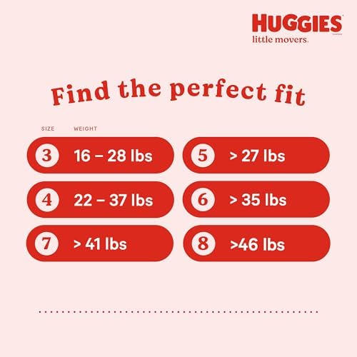 Huggies Size 4 Diapers, Little Movers Baby Diapers, Size 4 (22-37 lbs), 22 Count, Packaging May Vary