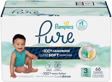 Pampers Pure Protection Baby Diapers, Size 1 (8-14 lbs), 82 Count, Up to 100% Leakproof, Premium Plant-based Skin Protection, Hypoallergenic Soft Diapers