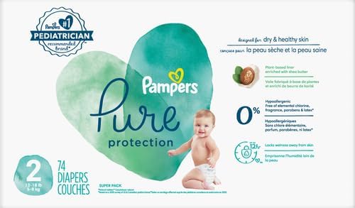Pampers Pure Protection Baby Diapers, Size 1 (8-14 lbs), 82 Count, Up to 100% Leakproof, Premium Plant-based Skin Protection, Hypoallergenic Soft Diapers