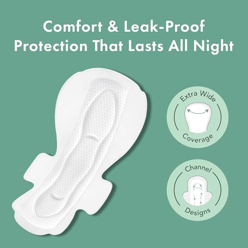 Rael Organic Cotton Cover Pads - Regular Absorbency, Unscented, Ultra Thin Pads with Wings for Women (56 Total)