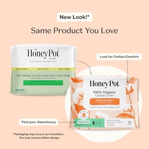 The Honey Pot Company - Sanitary Pads for Women - Non-Herbal Regular Flow w/Wings - Organic Cotton Cover & Ultra-Absorbent Pulp Core - Feminine Care - 20 ct