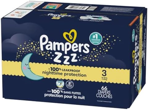 Pampers ZZZ Overnight Diapers, Size 4 (22-37 lbs), 58 Count, Nighttime Protection Disposable Baby Diaper, Night Time Leak and Skin Protection