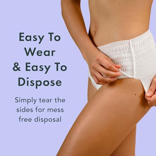 Rael Disposable Underwear for Women, Organic Cotton Cover - Incontinence Pads, Postpartum Essentials, Disposable Underwear, Unscented, Maximum Coverage (Size S-M, 12 Count)