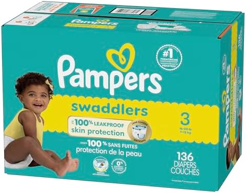 Pampers Baby Diapers - Swaddlers - Size 0, 84 Count, Ultra Absorbent Disposable Newborn Diaper