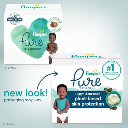 Pampers Pure Protection Baby Diapers, Size 1 (8-14 lbs), 82 Count, Up to 100% Leakproof, Premium Plant-based Skin Protection, Hypoallergenic Soft Diapers