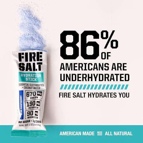 Fire Science Fire Salt Hydration Sticks, Electrolytes & Coconut Water, Hydration Drink Mix with Magnesium, Potassium & Sodium, Zero Sugar, Single Serve On The Go Packs, Variety Pack Flavors, 32 Count