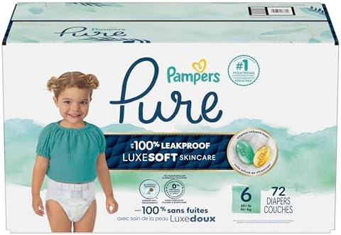 Pampers Pure Protection Baby Diapers, Size 2 (12-18 lbs), 120 Count, Up to 100% Leakproof, Premium Plant-Based Skin Protection, Hypoallergenic Soft Diapers