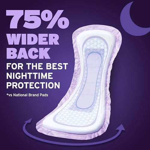 Poise Overnight Incontinence & Postpartum Pads for Bladder Leaks, 8 Drop Extra Coverage, 96 Count, Packaging May Vary