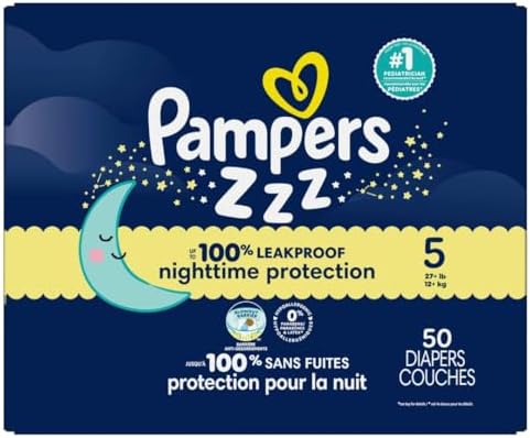 Pampers ZZZ Overnight Diapers, Size 4 (22-37 lbs), 58 Count, Nighttime Protection Disposable Baby Diaper, Night Time Leak and Skin Protection
