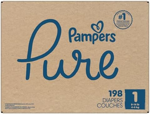 Pampers Pure Protection Baby Diapers, Size 1 (8-14 lbs), 82 Count, Up to 100% Leakproof, Premium Plant-based Skin Protection, Hypoallergenic Soft Diapers