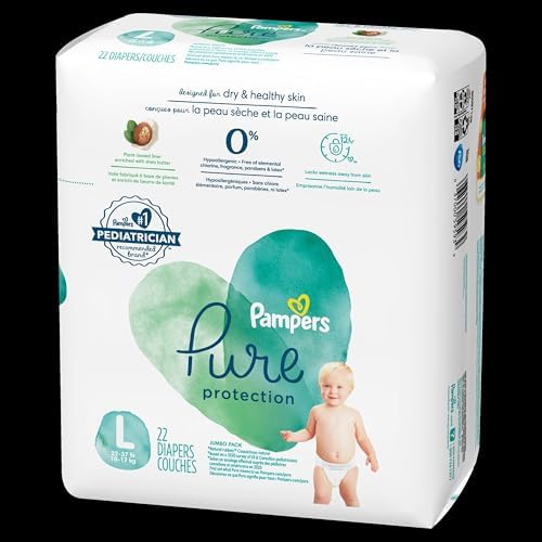 Pampers Pure Protection Baby Diapers, Size 1 (8-14 lbs), 82 Count, Up to 100% Leakproof, Premium Plant-based Skin Protection, Hypoallergenic Soft Diapers