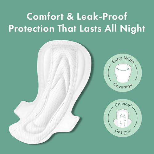 Rael Organic Cotton Cover Pads - Regular Absorbency, Unscented, Ultra Thin Pads with Wings for Women (56 Total)