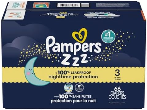 Pampers ZZZ Overnight Diapers, Size 4 (22-37 lbs), 58 Count, Nighttime Protection Disposable Baby Diaper, Night Time Leak and Skin Protection