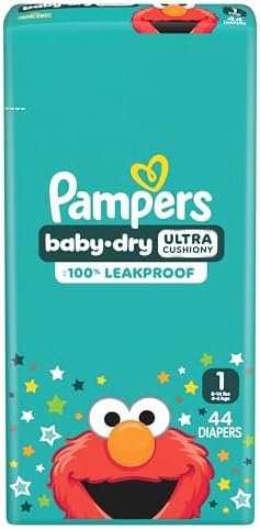 Pampers Diapers - Baby Dry - Size 1, 44 Count, Absorbent Disposable Infant Diaper (Packaging May Vary)