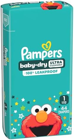 Pampers Diapers - Baby Dry - Size 1, 44 Count, Absorbent Disposable Infant Diaper (Packaging May Vary)
