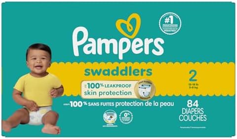 Pampers Baby Diapers - Swaddlers - Size 0, 84 Count, Ultra Absorbent Disposable Newborn Diaper