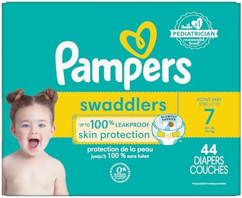 Pampers Baby Diapers - Swaddlers - Size 0, 84 Count, Ultra Absorbent Disposable Newborn Diaper