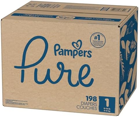Pampers Pure Protection Baby Diapers, Size 1 (8-14 lbs), 82 Count, Up to 100% Leakproof, Premium Plant-based Skin Protection, Hypoallergenic Soft Diapers
