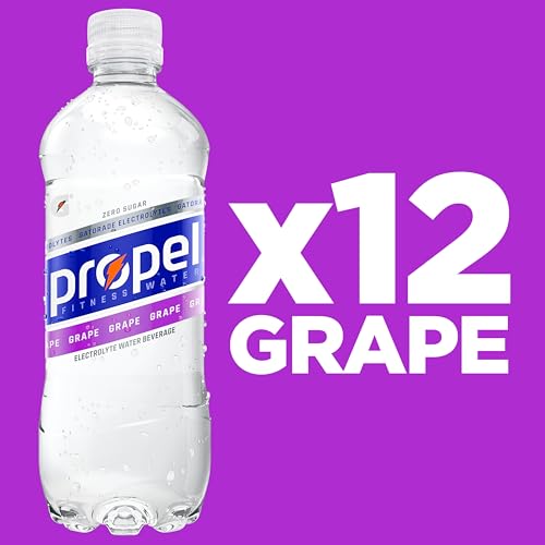 Propel Electrolyte Enhanced Water Sports Drink, Grape Flavored Water, Zero Calorie & Zero Sugar Hydration with Electrolytes and Vitamins C & E, 16.9 fl oz Bottles (12 Pack)