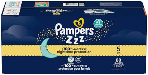 Pampers ZZZ Overnight Diapers, Size 4 (22-37 lbs), 58 Count, Nighttime Protection Disposable Baby Diaper, Night Time Leak and Skin Protection