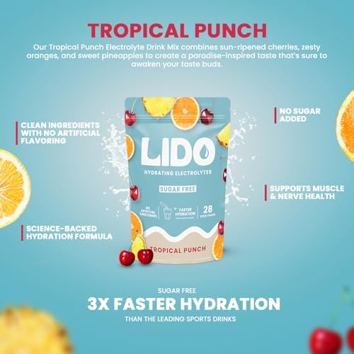 LIDO Lemonade Electrolyte Powder Packets — Clean, Zero-Sugar Hydration Drink Mix with Balanced Sodium for Fast Replenishment — Vegan, Paleo & Fasting Friendly — 28 Sticks