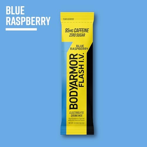 BODYARMOR Flash IV Electrolyte Packets, Strawberry Kiwi - Zero Sugar Drink Mix, Single Serve Packs, Coconut Water Powder (6 Count)