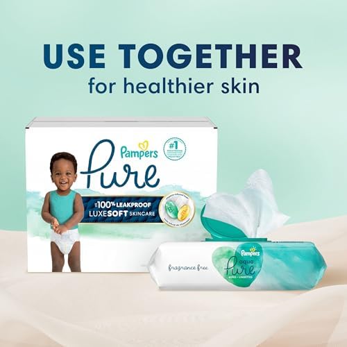 Pampers Pure Protection Baby Diapers, Size 1 (8-14 lbs), 82 Count, Up to 100% Leakproof, Premium Plant-based Skin Protection, Hypoallergenic Soft Diapers