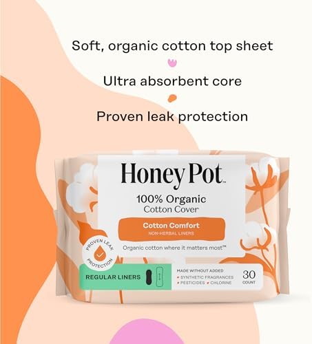 The Honey Pot Company - Sanitary Pads for Women - Non-Herbal Regular Flow w/Wings - Organic Cotton Cover & Ultra-Absorbent Pulp Core - Feminine Care - 20 ct