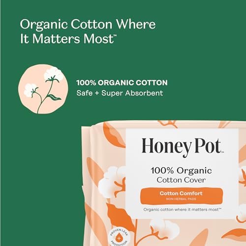 The Honey Pot Company - Sanitary Pads for Women - Non-Herbal Regular Flow w/Wings - Organic Cotton Cover & Ultra-Absorbent Pulp Core - Feminine Care - 20 ct