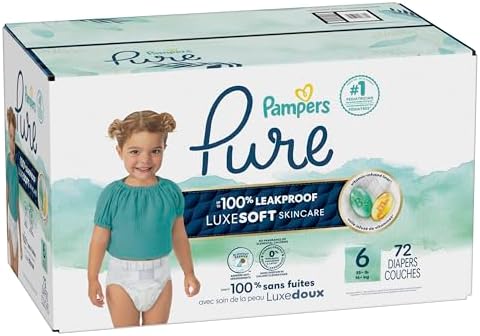 Pampers Pure Protection Baby Diapers, Size 2 (12-18 lbs), 120 Count, Up to 100% Leakproof, Premium Plant-Based Skin Protection, Hypoallergenic Soft Diapers