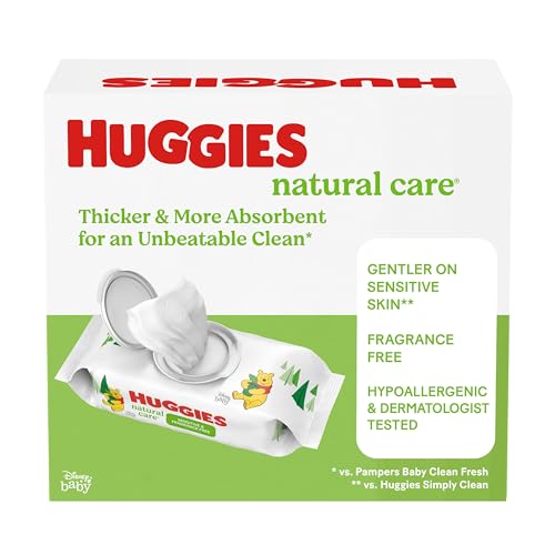 Huggies Natural Care Sensitive Baby Wipes, Unscented, Hypoallergenic, 6 Flip-Top Packs (288 Wipes Total)