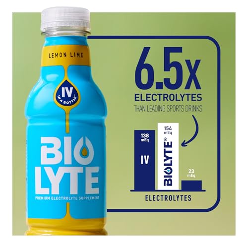BIOLYTE Electrolyte Drink - Doctor-Formulated Hydration Drink, HSA & FSA Electrolytes Water, Chemotherapy Must Haves for Women & Men, Rehydration IV Liquid in a Bottle - Lemon Lime, 16 Fl Oz (12 Pack)